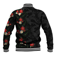 Hawaiian Taro Leaves-Hibiscus and Plumeria Baseball Jacket Floral Tribal Tattoo Motif LT03 - Polynesian Pride