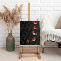 Hawaiian Taro Leaves-Hibiscus and Plumeria Canvas Wall Art Floral Tribal Tattoo Motif