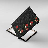 Hawaiian Taro Leaves-Hibiscus and Plumeria Canvas Wall Art Floral Tribal Tattoo Motif