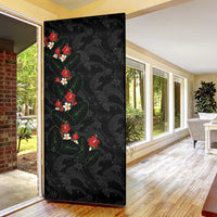 Hawaiian Taro Leaves-Hibiscus and Plumeria Door Cover Floral Tribal Tattoo Motif LT03 - Polynesian Pride