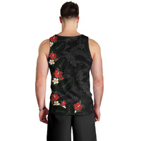 Hawaiian Taro Leaves-Hibiscus and Plumeria Men Tank Top Floral Tribal Tattoo Motif