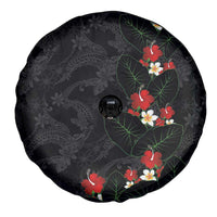 Hawaiian Taro Leaves-Hibiscus and Plumeria Spare Tire Cover Floral Tribal Tattoo Motif LT03 - Polynesian Pride