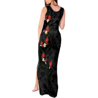 Hawaiian Taro Leaves-Hibiscus and Plumeria Tank Maxi Dress Floral Tribal Tattoo Motif LT03 - Polynesian Pride