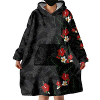 Hawaiian Taro Leaves-Hibiscus and Plumeria Wearable Blanket Hoodie Floral Tribal Tattoo Motif LT03 - Polynesian Pride