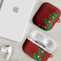 Hawaiian Taro Leaves-Hibiscus and Plumeria AirPods Case Polynesian Art-Kakau Tattoo Red LT03 - Polynesian Pride
