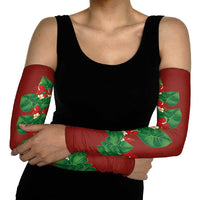 Hawaiian Taro Leaves-Hibiscus and Plumeria Arm Sleeves Polynesian Art-Kakau Tattoo Red LT03 - Polynesian Pride