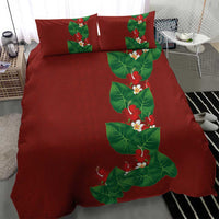 Hawaiian Taro Leaves-Hibiscus and Plumeria Bedding Set Polynesian Art-Kakau Tattoo Red LT03 - Polynesian Pride