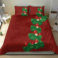 Hawaiian Taro Leaves-Hibiscus and Plumeria Bedding Set Polynesian Art-Kakau Tattoo Red LT03 - Polynesian Pride