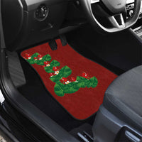 Hawaiian Taro Leaves-Hibiscus and Plumeria Car Mats Polynesian Art-Kakau Tattoo Red LT03 - Polynesian Pride