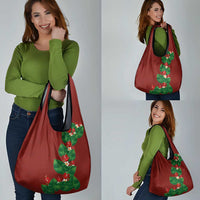 Hawaiian Taro Leaves-Hibiscus and Plumeria Grocery Bag Polynesian Art-Kakau Tattoo Red LT03 - Polynesian Pride