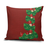 Hawaiian Taro Leaves-Hibiscus and Plumeria Pillow Cover Polynesian Art-Kakau Tattoo Red LT03 Red - Polynesian Pride