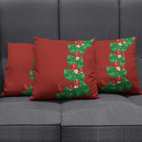 Hawaiian Taro Leaves-Hibiscus and Plumeria Pillow Cover Polynesian Art-Kakau Tattoo Red LT03 - Polynesian Pride