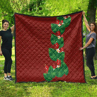 Hawaiian Taro Leaves-Hibiscus and Plumeria Quilt Polynesian Art-Kakau Tattoo Red LT03 - Polynesian Pride