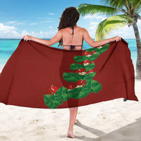 Hawaiian Taro Leaves-Hibiscus and Plumeria Sarong Polynesian Art-Kakau Tattoo Red LT03 - Polynesian Pride