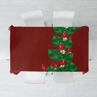 Hawaiian Taro Leaves-Hibiscus and Plumeria Tablecloth Polynesian Art-Kakau Tattoo Red LT03 Red - Polynesian Pride