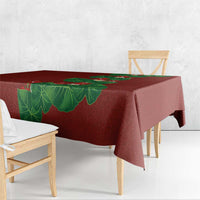 Hawaiian Taro Leaves-Hibiscus and Plumeria Tablecloth Polynesian Art-Kakau Tattoo Red LT03 - Polynesian Pride