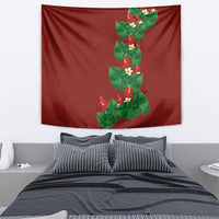 Hawaiian Taro Leaves-Hibiscus and Plumeria Tapestry Polynesian Art-Kakau Tattoo Red LT03 - Polynesian Pride