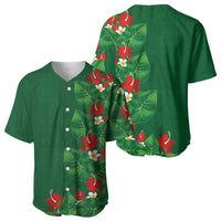Hawaiian Taro Leaves-Hibiscus and Plumeria Baseball Jersey Polynesian Art-Kakau Tattoo Green LT03 - Polynesian Pride