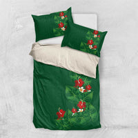 Hawaiian Taro Leaves-Hibiscus and Plumeria Bedding Set Polynesian Art-Kakau Tattoo Green LT03 US Twin 172cm x 218cm Green - Polynesian Pride
