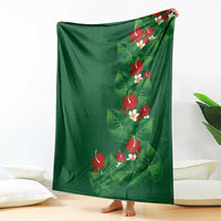 Hawaiian Taro Leaves-Hibiscus and Plumeria Blanket Polynesian Art-Kakau Tattoo Green LT03 - Polynesian Pride