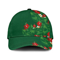 Hawaiian Taro Leaves-Hibiscus and Plumeria Classic Cap Polynesian Art-Kakau Tattoo Green LT03 Universal Fit Green - Polynesian Pride