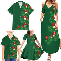 Hawaiian Taro Leaves-Hibiscus and Plumeria Family Matching Summer Maxi Dress and Hawaiian Shirt Polynesian Art-Kakau Tattoo Green LT03 - Polynesian Pride