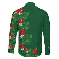 Hawaiian Taro Leaves-Hibiscus and Plumeria Family Matching Summer Maxi Dress and Hawaiian Shirt Polynesian Art-Kakau Tattoo Green LT03 - Polynesian Pride