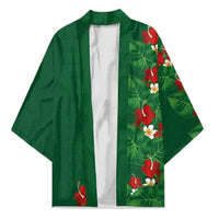 Hawaiian Taro Leaves-Hibiscus and Plumeria Kimono Polynesian Art-Kakau Tattoo Green LT03 Unisex Green - Polynesian Pride
