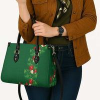 Hawaiian Taro Leaves-Hibiscus and Plumeria Leather Bag Polynesian Art-Kakau Tattoo Green LT03 - Polynesian Pride