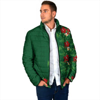 Hawaiian Taro Leaves-Hibiscus and Plumeria Padded Jacket Polynesian Art-Kakau Tattoo Green LT03 - Polynesian Pride