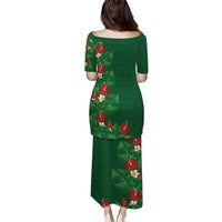 Hawaiian Taro Leaves-Hibiscus and Plumeria Puletasi Polynesian Art-Kakau Tattoo Green LT03 - Polynesian Pride