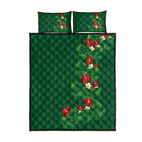 Hawaiian Taro Leaves-Hibiscus and Plumeria Quilt Bed Set Polynesian Art-Kakau Tattoo Green LT03 - Polynesian Pride