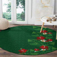 Hawaiian Taro Leaves-Hibiscus and Plumeria Round Carpet Polynesian Art-Kakau Tattoo Green LT03 - Polynesian Pride