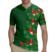 Hawaiian Taro Leaves-Hibiscus and Plumeria Rugby Jersey Polynesian Art-Kakau Tattoo Green LT03 - Polynesian Pride