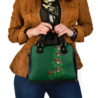 Hawaiian Taro Leaves-Hibiscus and Plumeria Shoulder Handbag Polynesian Art-Kakau Tattoo Green LT03 - Polynesian Pride