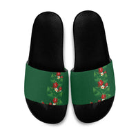 Hawaiian Taro Leaves-Hibiscus and Plumeria Slide Sandals Polynesian Art-Kakau Tattoo Green LT03 Green - Polynesian Pride