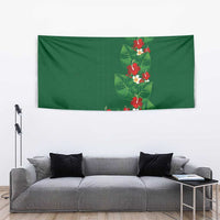 Hawaiian Taro Leaves-Hibiscus and Plumeria Tapestry Polynesian Art-Kakau Tattoo Green LT03 - Polynesian Pride