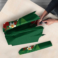 Hawaiian Taro Leaves-Hibiscus and Plumeria Umbrella Polynesian Art-Kakau Tattoo Green LT03 - Polynesian Pride