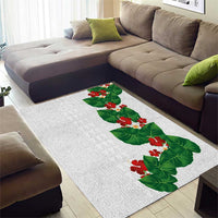 Hawaiian Taro Leaves-Hibiscus and Plumeria Area Rug Polynesian Art-Kakau Tattoo White LT03 - Polynesian Pride