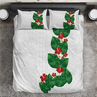 Hawaiian Taro Leaves-Hibiscus and Plumeria Bedding Set Polynesian Art-Kakau Tattoo White LT03 White - Polynesian Pride