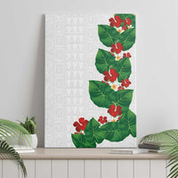 Hawaiian Taro Leaves-Hibiscus and Plumeria Canvas Wall Art Polynesian Art-Kakau Tattoo White LT03 - Polynesian Pride