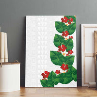 Hawaiian Taro Leaves-Hibiscus and Plumeria Canvas Wall Art Polynesian Art-Kakau Tattoo White LT03 - Polynesian Pride