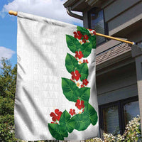 Hawaiian Taro Leaves-Hibiscus and Plumeria Garden Flag Polynesian Art-Kakau Tattoo White LT03 - Polynesian Pride