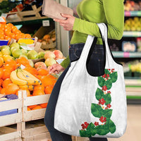 Hawaiian Taro Leaves-Hibiscus and Plumeria Grocery Bag Polynesian Art-Kakau Tattoo White LT03 - Polynesian Pride