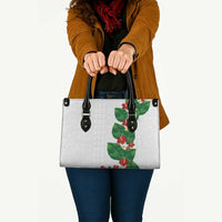 Hawaiian Taro Leaves-Hibiscus and Plumeria Leather Bag Polynesian Art-Kakau Tattoo White LT03 - Polynesian Pride