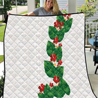 Hawaiian Taro Leaves-Hibiscus and Plumeria Quilt Polynesian Art-Kakau Tattoo White LT03 White - Polynesian Pride
