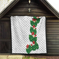 Hawaiian Taro Leaves-Hibiscus and Plumeria Quilt Polynesian Art-Kakau Tattoo White LT03 - Polynesian Pride
