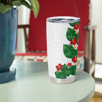 Hawaiian Taro Leaves-Hibiscus and Plumeria Tumbler Cup Polynesian Art-Kakau Tattoo White LT03 - Polynesian Pride