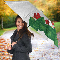 Hawaiian Taro Leaves-Hibiscus and Plumeria Umbrella Polynesian Art-Kakau Tattoo White LT03 - Polynesian Pride