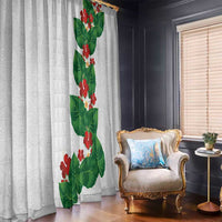 Hawaiian Taro Leaves-Hibiscus and Plumeria Window Curtain Polynesian Art-Kakau Tattoo White LT03 - Polynesian Pride